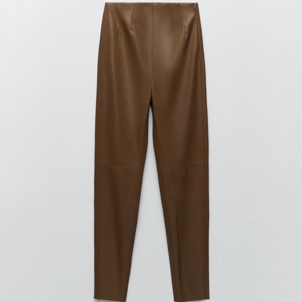 ZARA BROWN FAUX LEATHER LEGGINGS